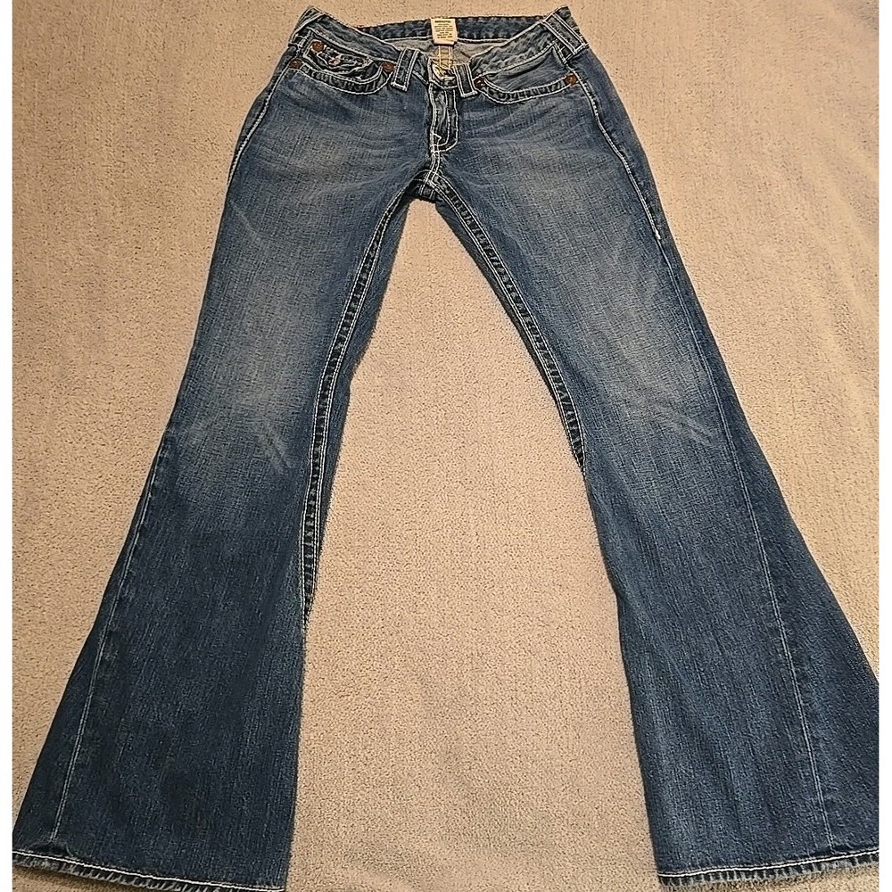 True Religion Big Joey T Size 29 Flared Y2K Women's 90's Jeans RN#112790 - Picture 2 of 14